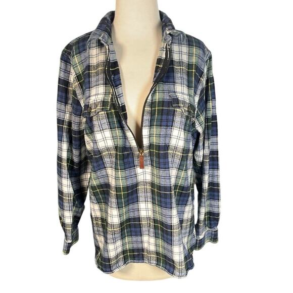 L.L. Bean Men's Multicolor XL 100% Cotton Henley Sweater 3/4 Zip 2 front Pockets - Picture 2 of 13